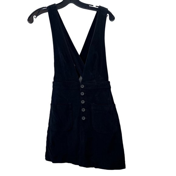 Forever 21 Black Skirt Jumper Mini Dress size S Button Front Pockets Grunge - Picture 1 of 6